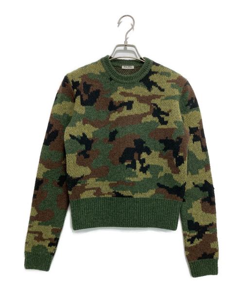 MIU MIU（ミュウミュウ）MIU MIU (ミュウミュウ) 迷彩クルーネックニット カーキ サイズ:38（165/76A）の古着・服飾アイテム