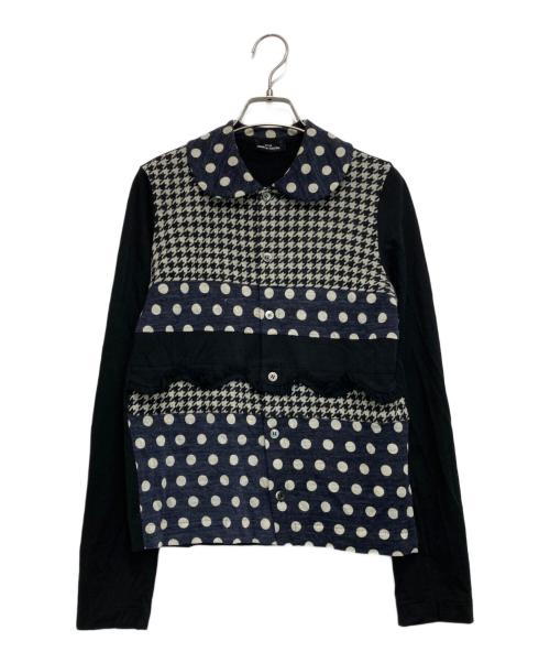 tricot COMME des GARCONS（トリココムデギャルソン）tricot COMME des GARCONS (トリココムデギャルソン) 丸襟 切替ウールカーディガン ネイビー サイズ:-の古着・服飾アイテム