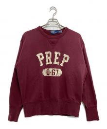 POLO RALPH LAUREN（ポロ・ラルフローレン）の古着「Vintage Fit PREP 0-67グラフィックロゴ/カレッジロゴスウェット」｜ボルドー