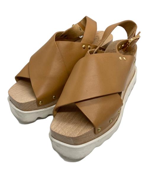 STELLA McCARTNEY（ステラマッカートニー）STELLA McCARTNEY (ステラマッカートニー) PERCY クロスストラップサンダル ブラウン サイズ:38の古着・服飾アイテム