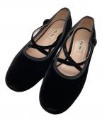 MIU MIUミュウミュウ）の古着「ベロアストラップ バレエシューズ/パンプス」｜ブラック