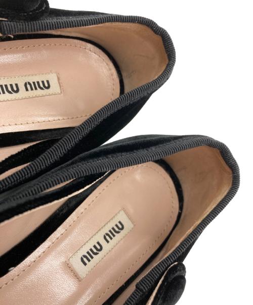 MIU MIU（ミュウミュウ）MIU MIU (ミュウミュウ) ベロアストラップ バレエシューズ/パンプス ブラック サイズ:39の古着・服飾アイテム