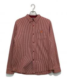stussy（ステューシー）の古着「[古着]ワンポイント刺繍チェックシャツ」｜レッド