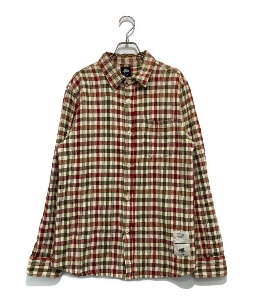 stussy（ステューシー）stussy (ステューシー) チェックシャツ ベージュ×ブラウン サイズ:Mの古着・服飾アイテム