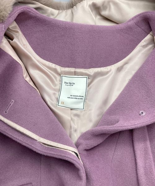 HER LIP TO（ハーリップトゥ）HER LIP TO (ハーリップトゥ) ファー付きウール混コート ピンク サイズ:Sの古着・服飾アイテム