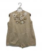 45Rフォーティファイブ・アール）の古着「フラワーモチーフ フロート縮絨 ニット ベスト」｜ベージュ