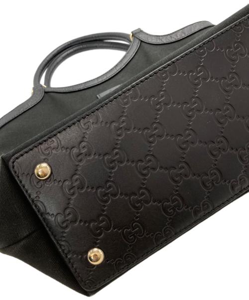GUCCI（グッチ）GUCCI (グッチ) レザーハンドルトートバッグ ブラックの古着・服飾アイテム