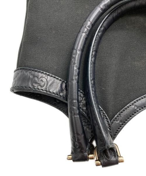 GUCCI（グッチ）GUCCI (グッチ) レザーハンドルトートバッグ ブラックの古着・服飾アイテム