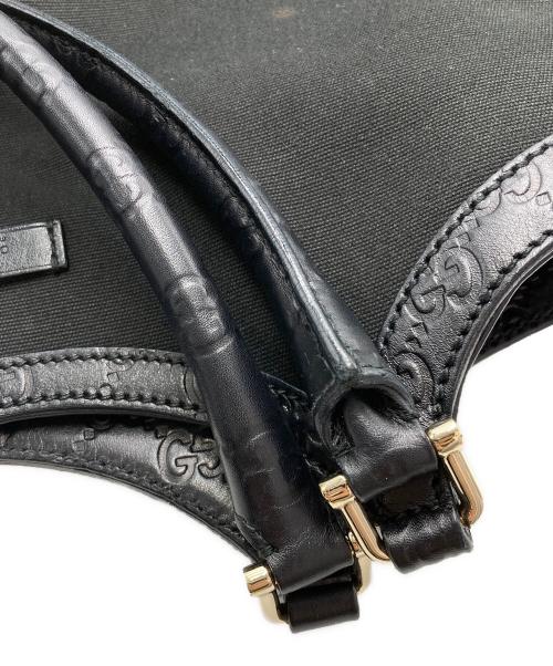 GUCCI（グッチ）GUCCI (グッチ) レザーハンドルトートバッグ ブラックの古着・服飾アイテム
