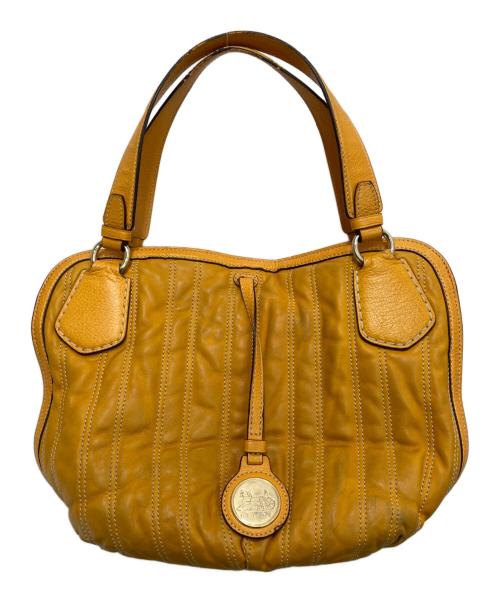 CELINE（セリーヌ）CELINE (セリーヌ) ストライプステッチハンドバッグ イエローの古着・服飾アイテム