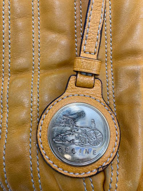 CELINE（セリーヌ）CELINE (セリーヌ) ストライプステッチハンドバッグ イエローの古着・服飾アイテム