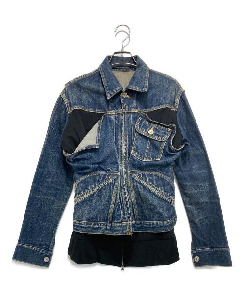 YOHJI YAMAMOTO（ヨウジヤマモト）YOHJI YAMAMOTO (ヨウジヤマモト) ニットドッキング ジップアップデニムジャケット インディゴ サイズ:1の古着・服飾アイテム