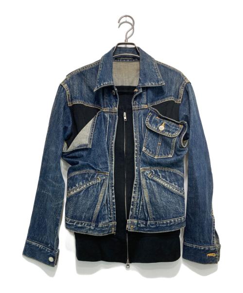 YOHJI YAMAMOTO（ヨウジヤマモト）YOHJI YAMAMOTO (ヨウジヤマモト) ニットドッキング ジップアップデニムジャケット インディゴ サイズ:1の古着・服飾アイテム