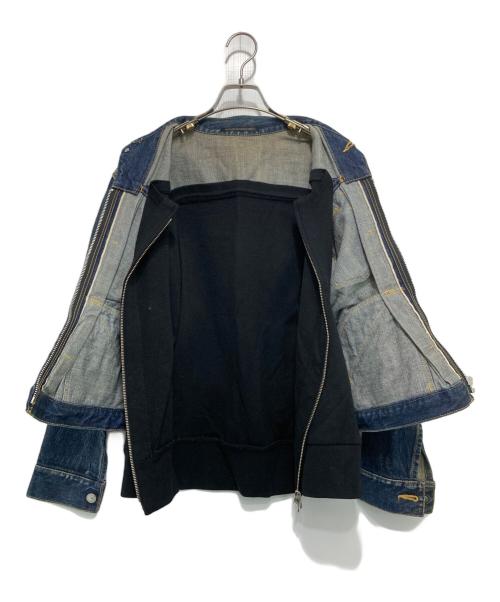 YOHJI YAMAMOTO（ヨウジヤマモト）YOHJI YAMAMOTO (ヨウジヤマモト) ニットドッキング ジップアップデニムジャケット インディゴ サイズ:1の古着・服飾アイテム