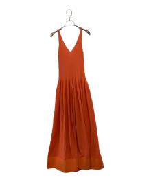 CFCL（シーエフシーエル）の古着「GATHERED CUPRO DRESS ギャザーキュプラドレス」｜オレンジ