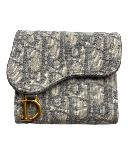 Christian Dior（クリスチャン ディオール）Christian Dior (クリスチャン ディオール) Saddle Lotus ウォレット グレーの古着・服飾アイテム