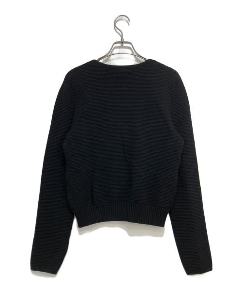 Aveniretoile（アベニールエトワール）Aveniretoile (アベニールエトワール) グログランリボンビジュー付きジップアップニット ブラック サイズ:36の古着・服飾アイテム