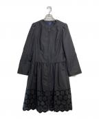 M'S GRACYエムズグレイシー）の古着「レース切替ノーカラーコート」｜ネイビー