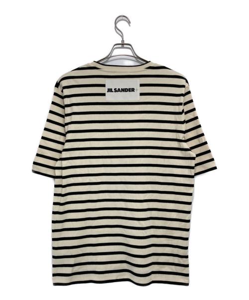JIL SANDER（ジルサンダー）JIL SANDER (ジルサンダー) T SHIRT SS ボーダーニットカットソー ホワイト×ブラック サイズ:Lの古着・服飾アイテム