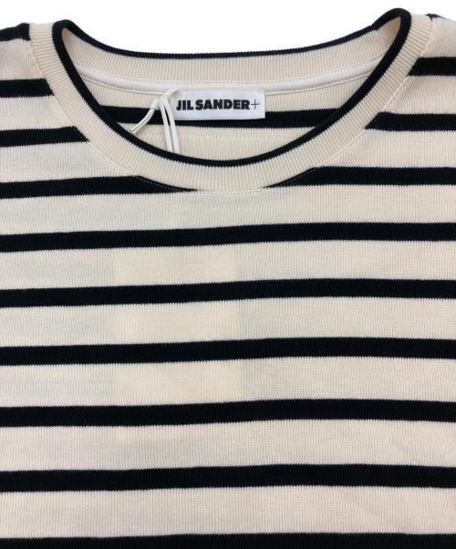 JIL SANDER（ジルサンダー）JIL SANDER (ジルサンダー) T SHIRT SS ボーダーニットカットソー ホワイト×ブラック サイズ:Lの古着・服飾アイテム
