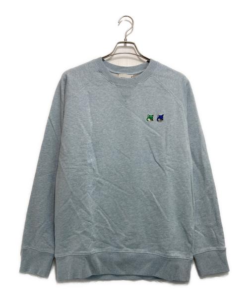 maison kitsune（メゾンキツネ）MAISON KITSUNE (メゾンキツネ) DOUBLE FOX HEAD SWEAT スカイブルー サイズ:XL 未使用品の古着・服飾アイテム