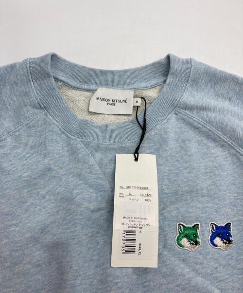 maison kitsune（メゾンキツネ）MAISON KITSUNE (メゾンキツネ) DOUBLE FOX HEAD SWEAT スカイブルー サイズ:XL 未使用品の古着・服飾アイテム
