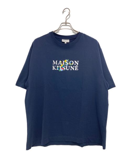 maison kitsune（メゾンキツネ）maison kitsune (メゾンキツネ) フラワーズ オーバーサイズ Tシャツ ネイビー サイズ:Lの古着・服飾アイテム