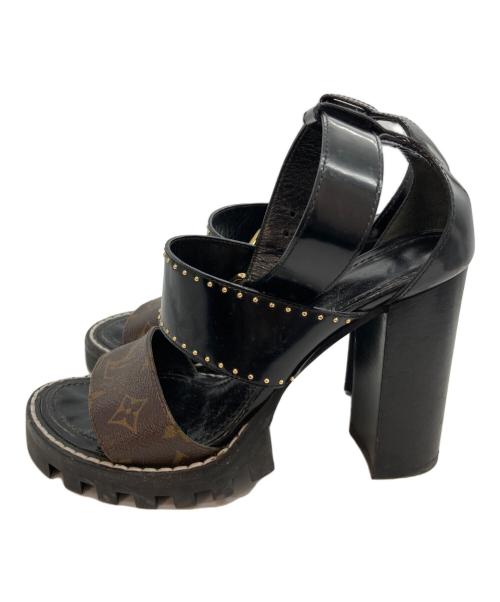 LOUIS VUITTON（ルイ ヴィトン）LOUIS VUITTON (ルイ ヴィトン) スタートレイルラインスタッズヒールサンダル ブラウン サイズ:38の古着・服飾アイテム