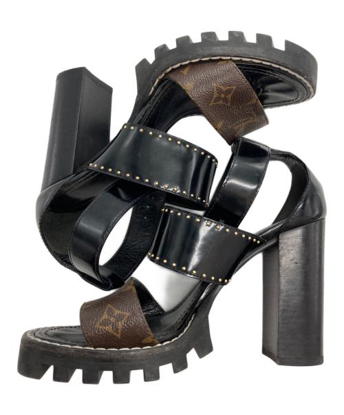 LOUIS VUITTON（ルイ ヴィトン）LOUIS VUITTON (ルイ ヴィトン) スタートレイルラインスタッズヒールサンダル ブラウン サイズ:38の古着・服飾アイテム