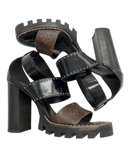 LOUIS VUITTON（ルイ ヴィトン）LOUIS VUITTON (ルイ ヴィトン) スタートレイルラインスタッズヒールサンダル ブラウン サイズ:38の古着・服飾アイテム