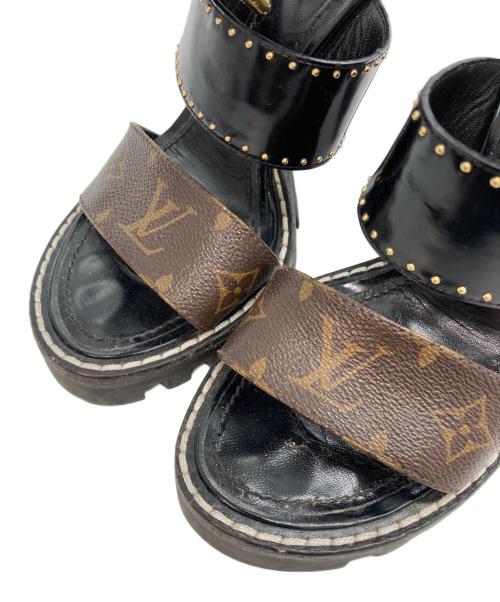 LOUIS VUITTON（ルイ ヴィトン）LOUIS VUITTON (ルイ ヴィトン) スタートレイルラインスタッズヒールサンダル ブラウン サイズ:38の古着・服飾アイテム
