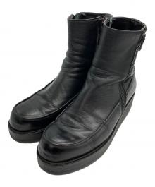 Y's（ワイズ）の古着「SOOMTH LEATHER PLATFORM ZIP UP BIITS」｜ブラック