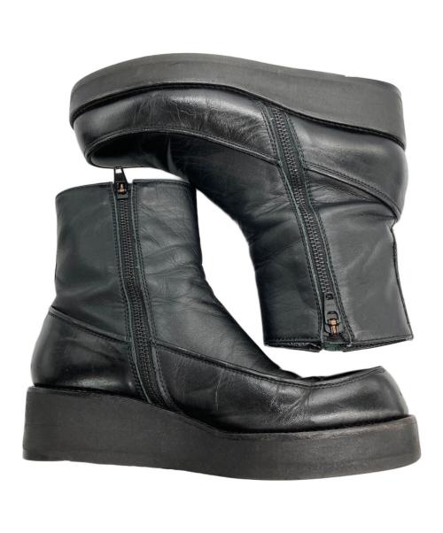 Y's（ワイズ）Y's (ワイズ) SOOMTH LEATHER PLATFORM ZIP UP BIITS ブラック サイズ:3の古着・服飾アイテム