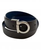 Salvatore Ferragamoサルヴァトーレ フェラガモ）の古着「リバーシブルガンチーニレザーベルト」｜ブラウン×ネイビー