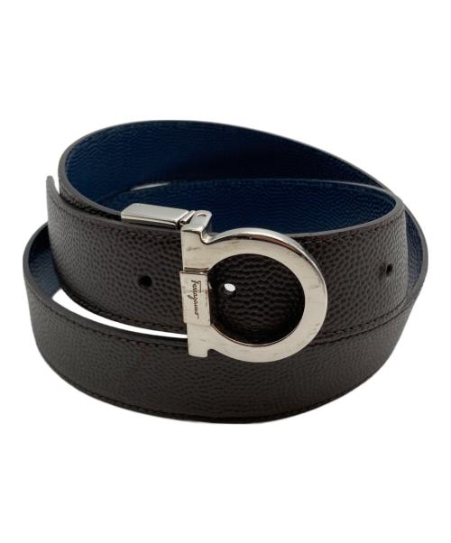 Salvatore Ferragamo（サルヴァトーレ フェラガモ）Salvatore Ferragamo (サルヴァトーレ フェラガモ) リバーシブルガンチーニレザーベルト ブラウン×ネイビーの古着・服飾アイテム