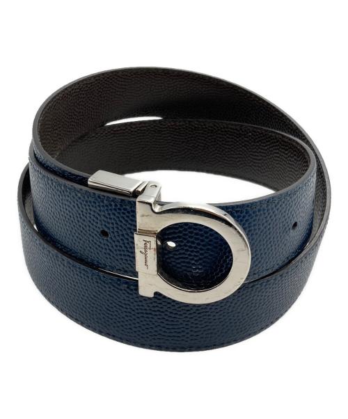 Salvatore Ferragamo（サルヴァトーレ フェラガモ）Salvatore Ferragamo (サルヴァトーレ フェラガモ) リバーシブルガンチーニレザーベルト ブラウン×ネイビーの古着・服飾アイテム