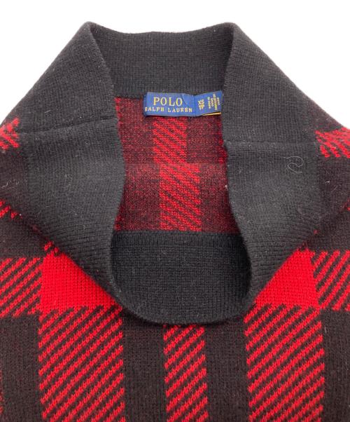 POLO RALPH LAUREN（ポロ・ラルフローレン）POLO RALPH LAUREN (ポロ・ラルフローレン) チェック柄ニットフレアスカート レッド×ブラック サイズ:XSの古着・服飾アイテム