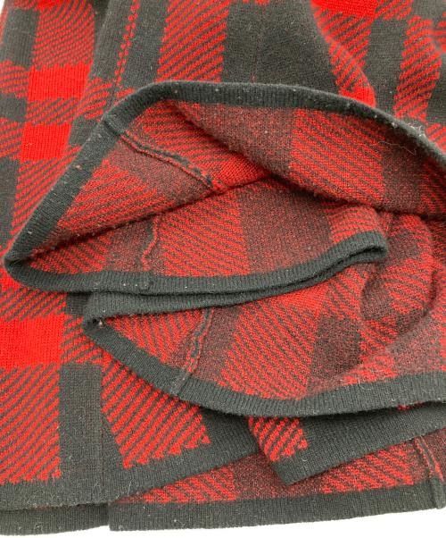 POLO RALPH LAUREN（ポロ・ラルフローレン）POLO RALPH LAUREN (ポロ・ラルフローレン) チェック柄ニットフレアスカート レッド×ブラック サイズ:XSの古着・服飾アイテム