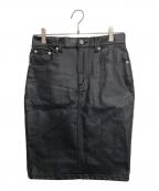 ok.soon×PICCADILLYオクスン×ピカデリー）の古着「コーティングデニムミドルスカート」｜ブラック