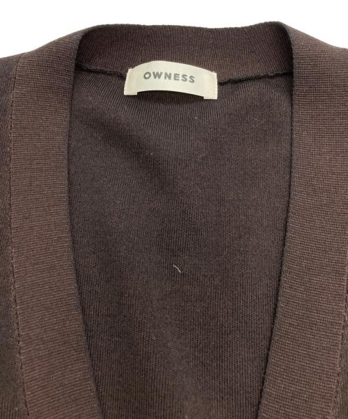 OW NESS（オゥネス）OW NESS (オゥネス) SNOW WASH スムース Vネック カーディガン ブラウン サイズ:Sの古着・服飾アイテム