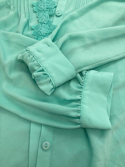 ANAYI（アナイ）ANAYI (アナイ) ジョーゼットフラワーレース ブラウス グリーン サイズ:38の古着・服飾アイテム