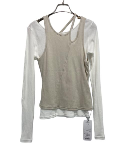 UNITED TOKYO（ユナイテッドトーキョー）UNITED TOKYO (ユナイテッドトーキョー) 3WAYレイヤードスリットプルオーバー ベージュ×ホワイト サイズ:FREE 未使用品の古着・服飾アイテム