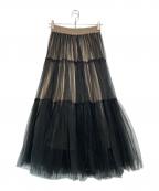 DOUBLE STANDARD CLOTHINGダブルスタンダードクロージング）の古着「ナイロンチュールティアードスカート」｜ブラック