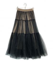 DOUBLE STANDARD CLOTHING（ダブルスタンダードクロージング）の古着「ナイロンチュールティアードスカート」｜ブラック