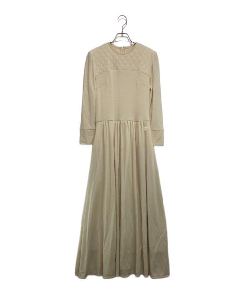 BORDERS at BALCONY（ボーダーズアットバルコニー）BORDERS AT BALCONY (ボーダーズアットバルコニー) キルティング ウール ワンピース ベージュ サイズ:36の古着・服飾アイテム