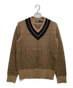 POLO RALPH LAURENポロ・ラルフローレン）の古着「カレッジVネックニット」｜ブラウン