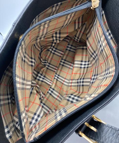 Burberry's（バーバリーズ）Burberry's (バーバリーズ) レザーハンドバッグ ブラックの古着・服飾アイテム