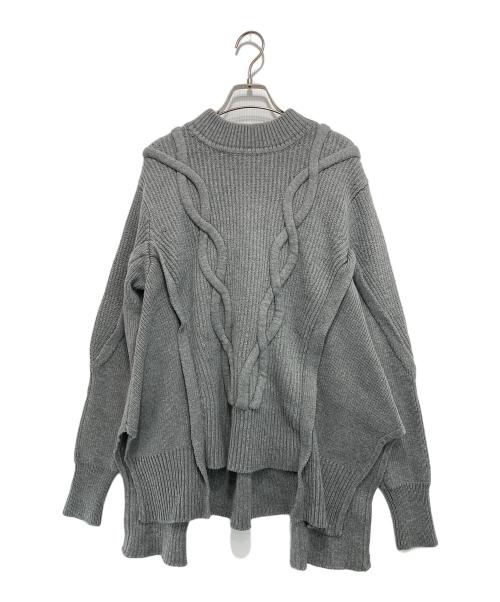 UN3D.（アンスリード）UN3D. (アンスリード) ケーブルボリュームニット グレー サイズ:Fの古着・服飾アイテム