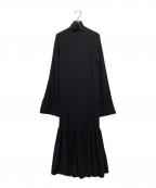 uncraveアンクレイヴ）の古着「シルキーウール 袖ボリュームワンピース」｜ブラック