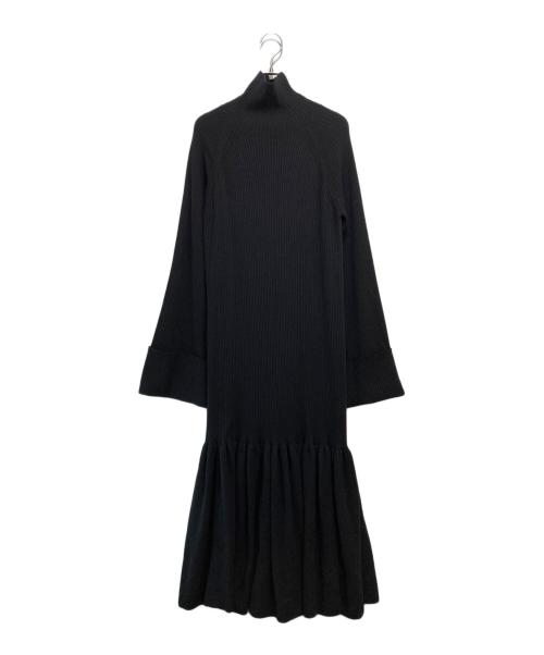 uncrave（アンクレイヴ）uncrave (アンクレイヴ) シルキーウール 袖ボリュームワンピース ブラック サイズ:1の古着・服飾アイテム